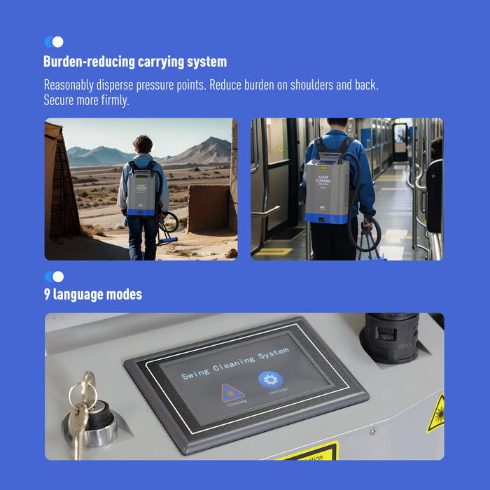 Steel Blue SFX 200W Portable Self-propelled Backpack Laser Cleaning Machine